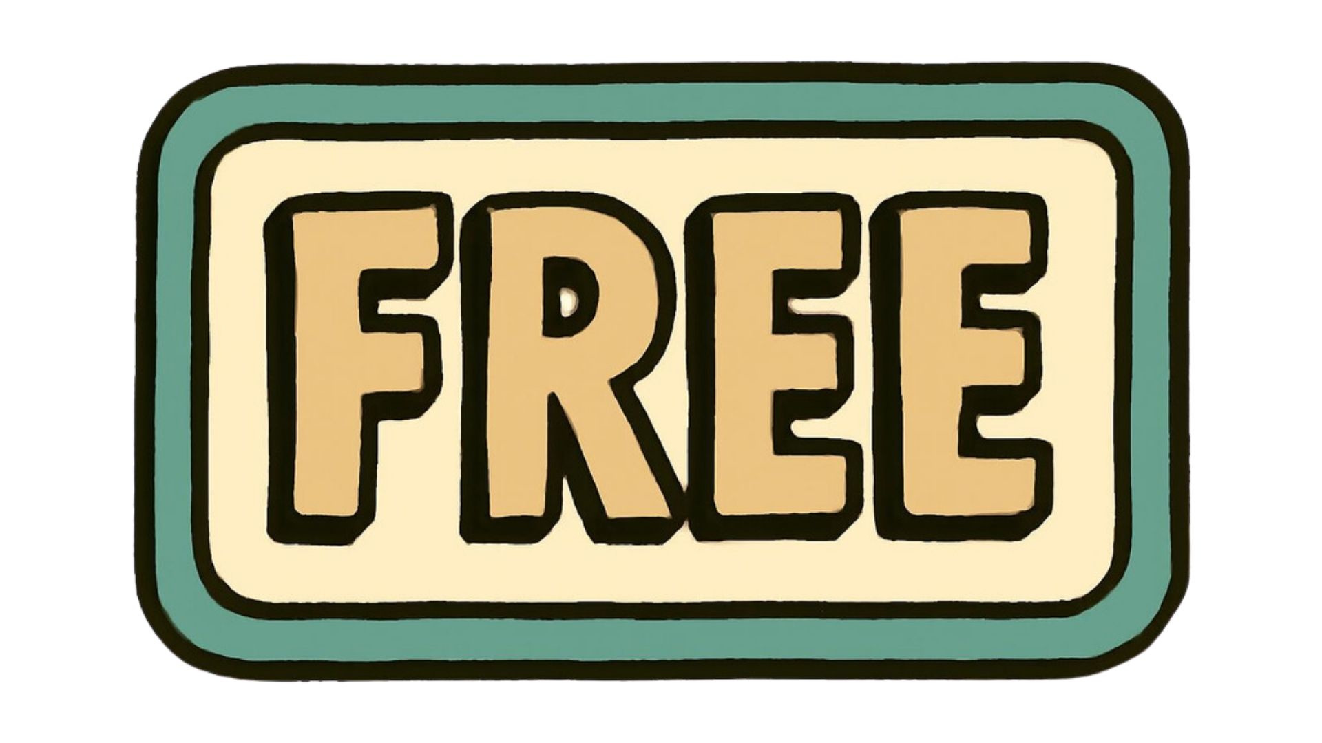 Hand-drawn free sign with burst lines and orange highlighted corners on white background