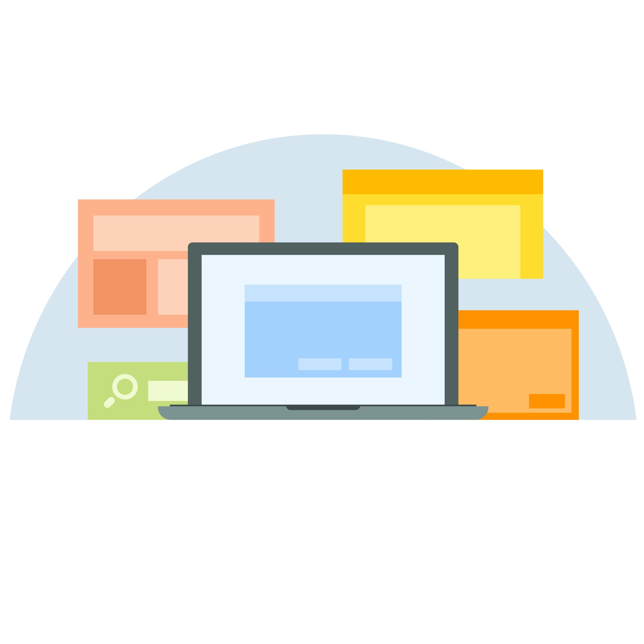 Various types of website email opt-in forms, including pop-ups and embedded forms, displayed on a stylized web page.