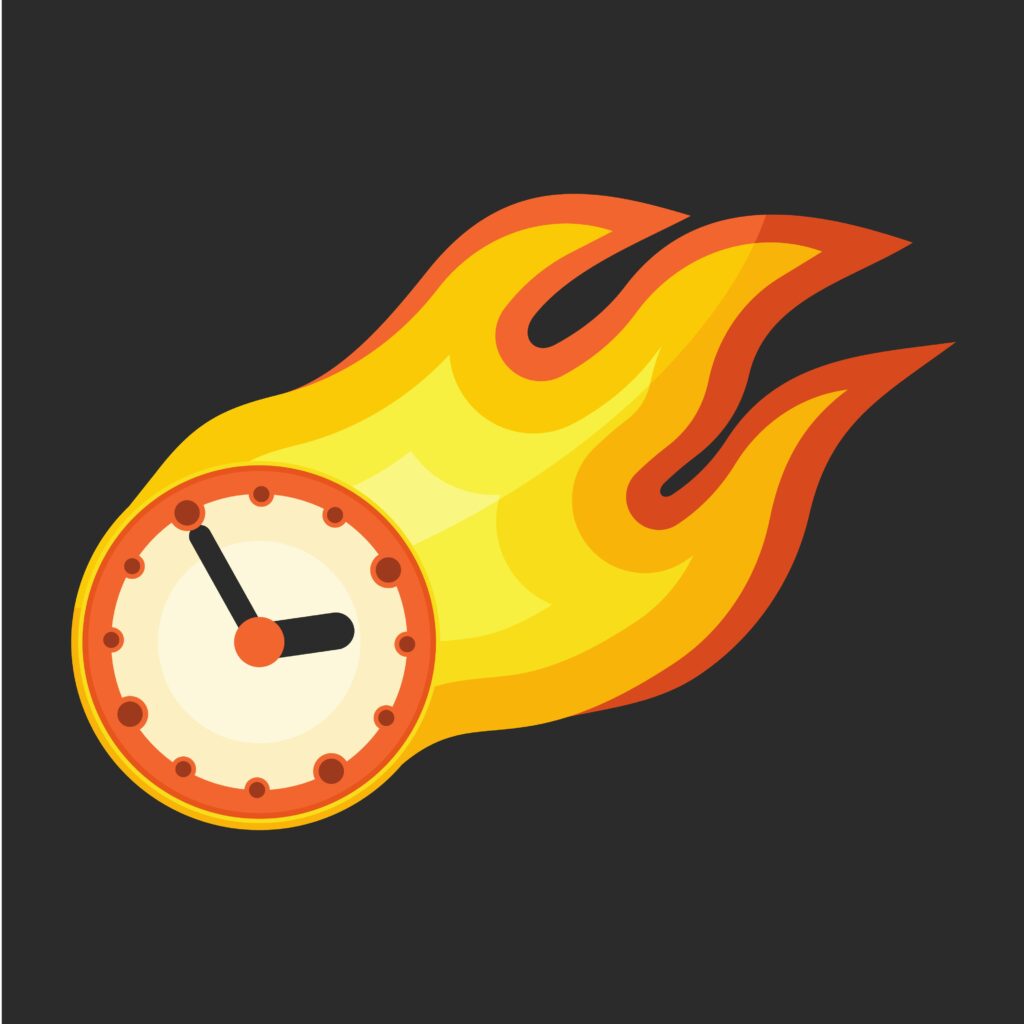 Clock on fire representing limited time