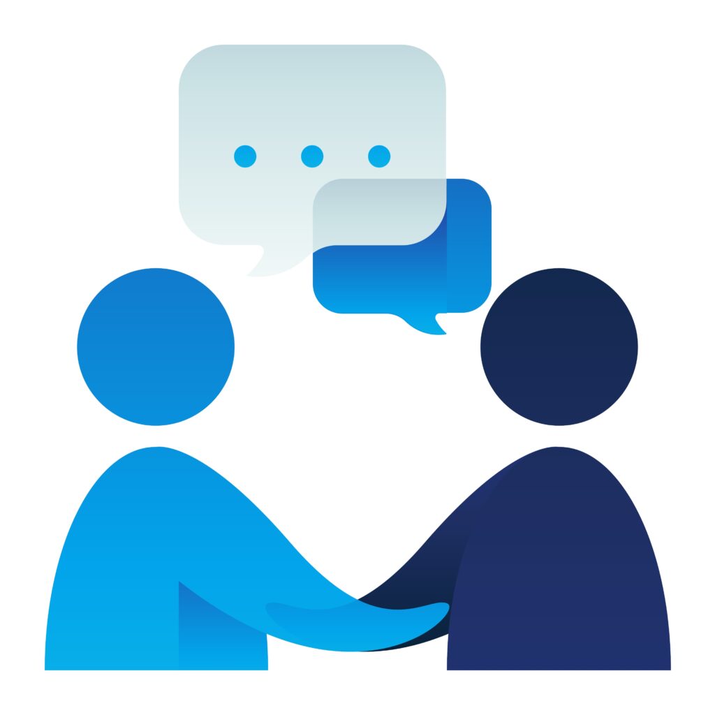 A person pointing at a screen showing positive customer feedback.