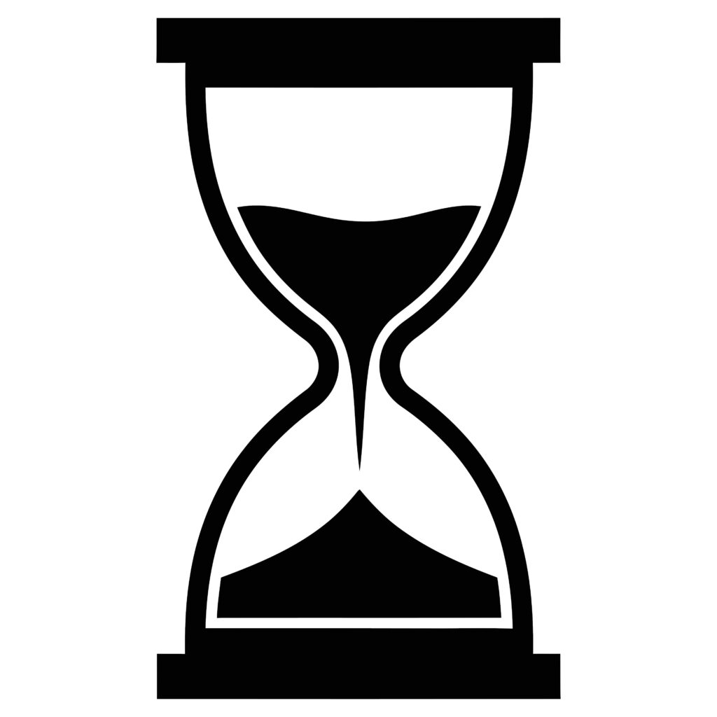 Hourglass with sand running out signifying limited time